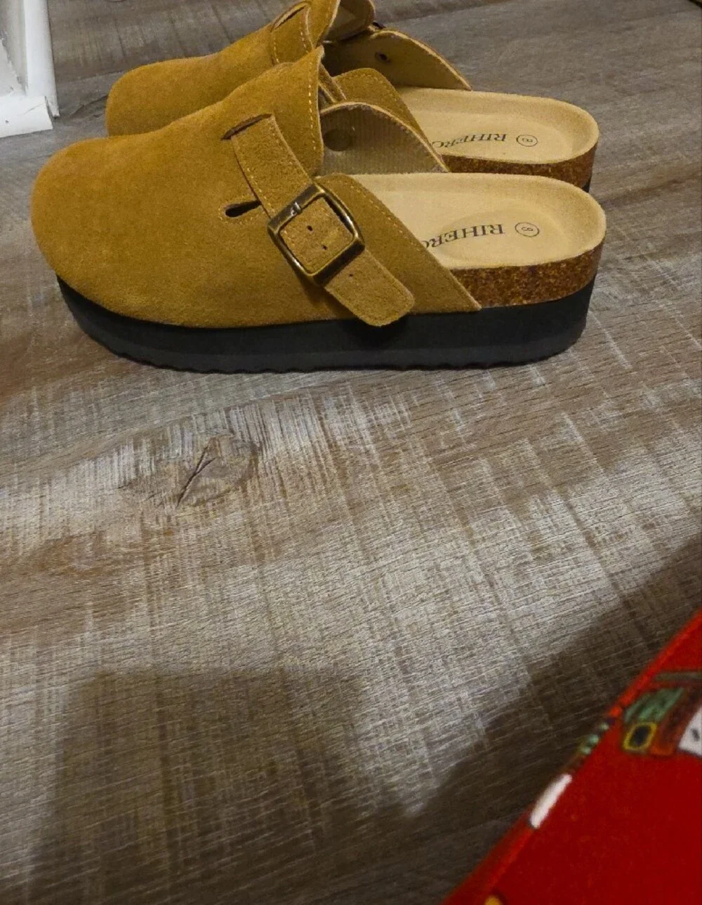 Amazon Women's Suede Slip-On Platform Clog - Mustard